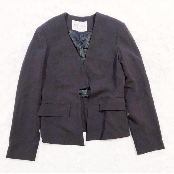 Rachel Roy Black Open Front Blazer Lined S/M - Picture 2 of 4